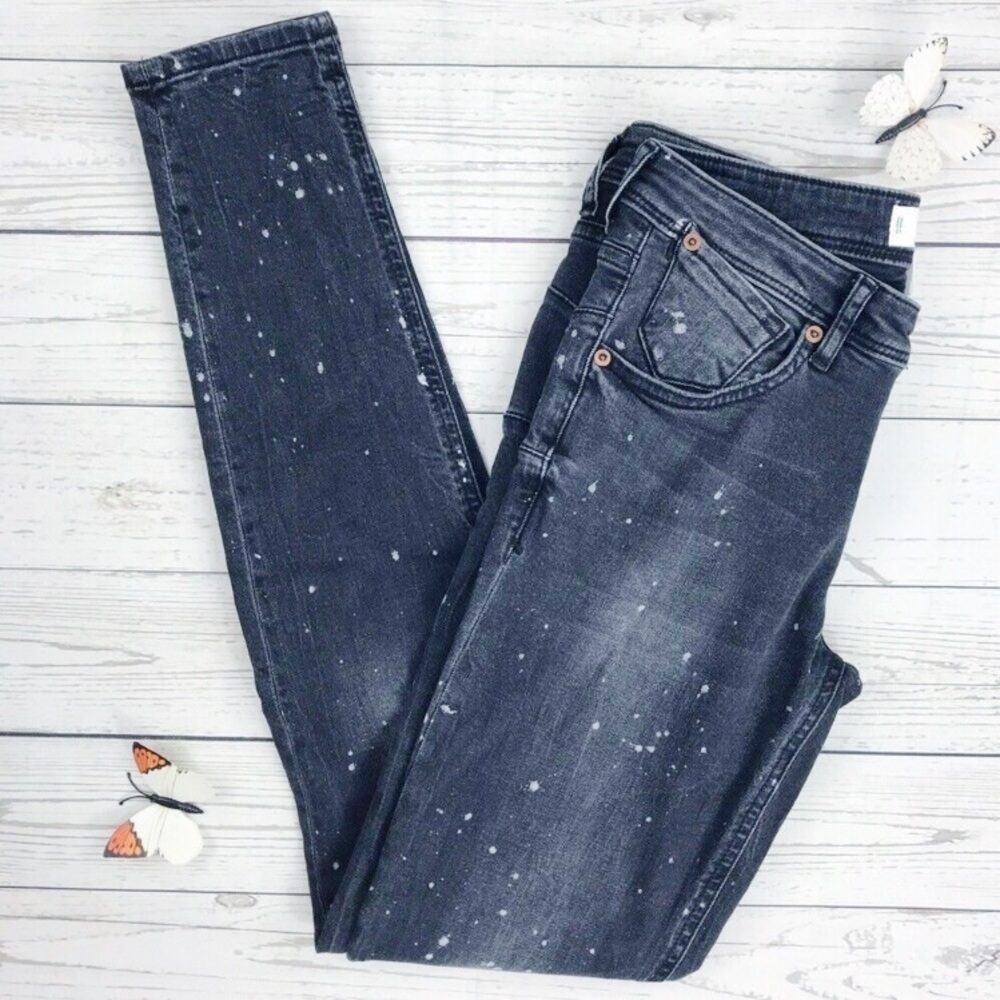 MANGO Denim + Tee Paint Splatter Skinny Jeans